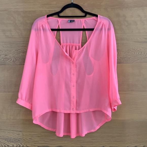 EUC SPARKLE & FADE Sheer Pink Blouse from URBAN OUTFITTERS Size Medium - Picture 4 of 5